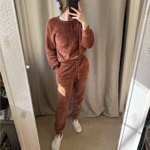 Cozy Brown Women's Fleece Jumpsuit